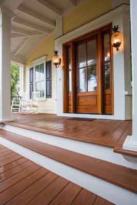 A great option for beachfront homes is Azek Decking on an entry porch.